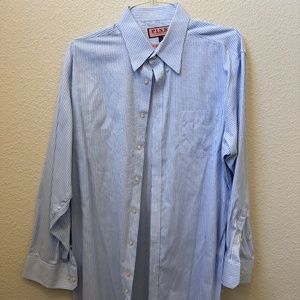 Thomas Pink Regular Cuff Grid Button-Down Shirt (17.5/35.5, Blue/White)